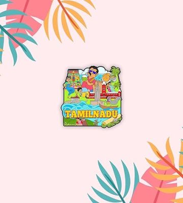 Indian State Theme Wooden Fridge Magnet  Magnet for Home Office Kitchen Refrigerator Door Stylish Decor Souvenir Gift  Indoor Decorative Gift Item (Tamilnadu Fridge Magnet)